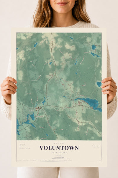 Voluntown, Connecticut map print, 18" x 24", Archival Matte Print