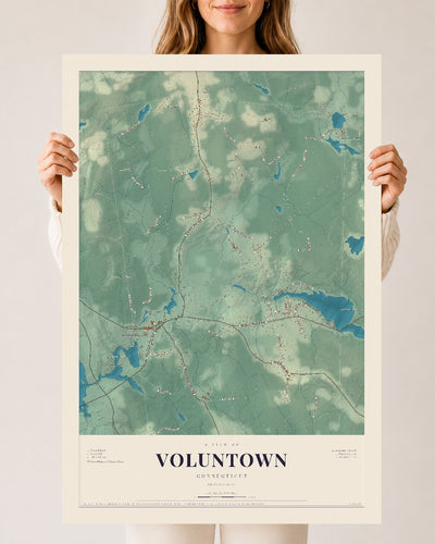 Voluntown, Connecticut map print, 24" x 36", Archival Matte Print