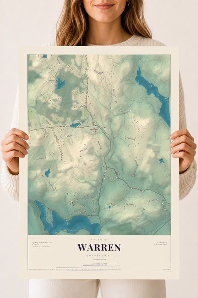 Warren, Connecticut map print, 18" x 24", Archival Matte Print