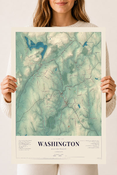 Washington, Connecticut map print, 18" x 24", Archival Matte Print