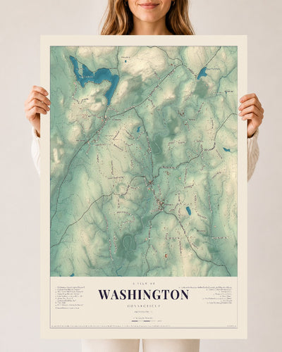 Washington, Connecticut map print, 24" x 36", Archival Matte Print