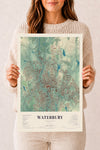 Map of Waterbury, Connecticut, 12 x 18 inch unframed archival matte print