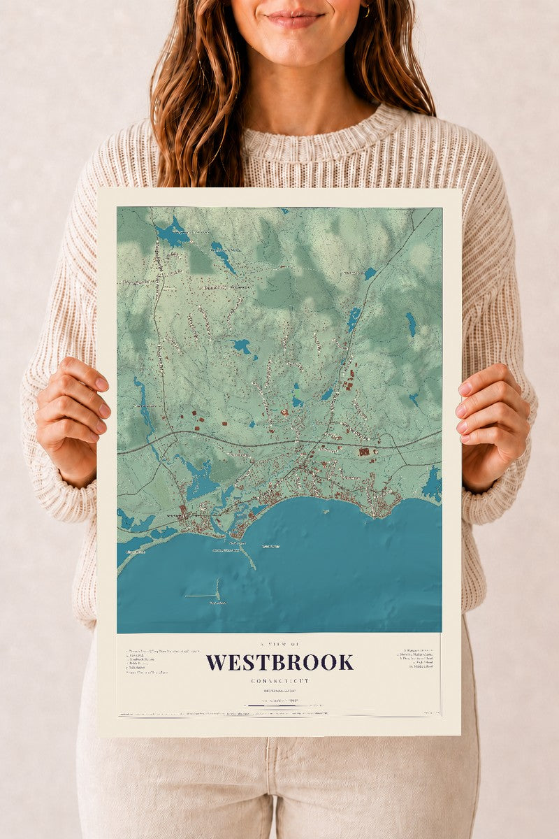 Westbrook, Connecticut map print, 12" x 18", Archival Matte Print