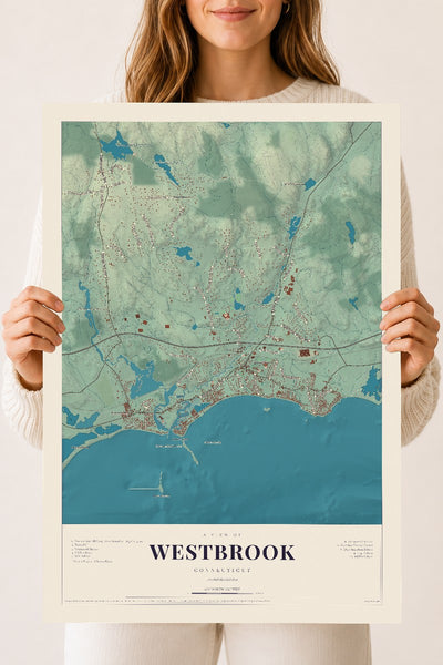 Westbrook, Connecticut map print, 18" x 24", Archival Matte Print