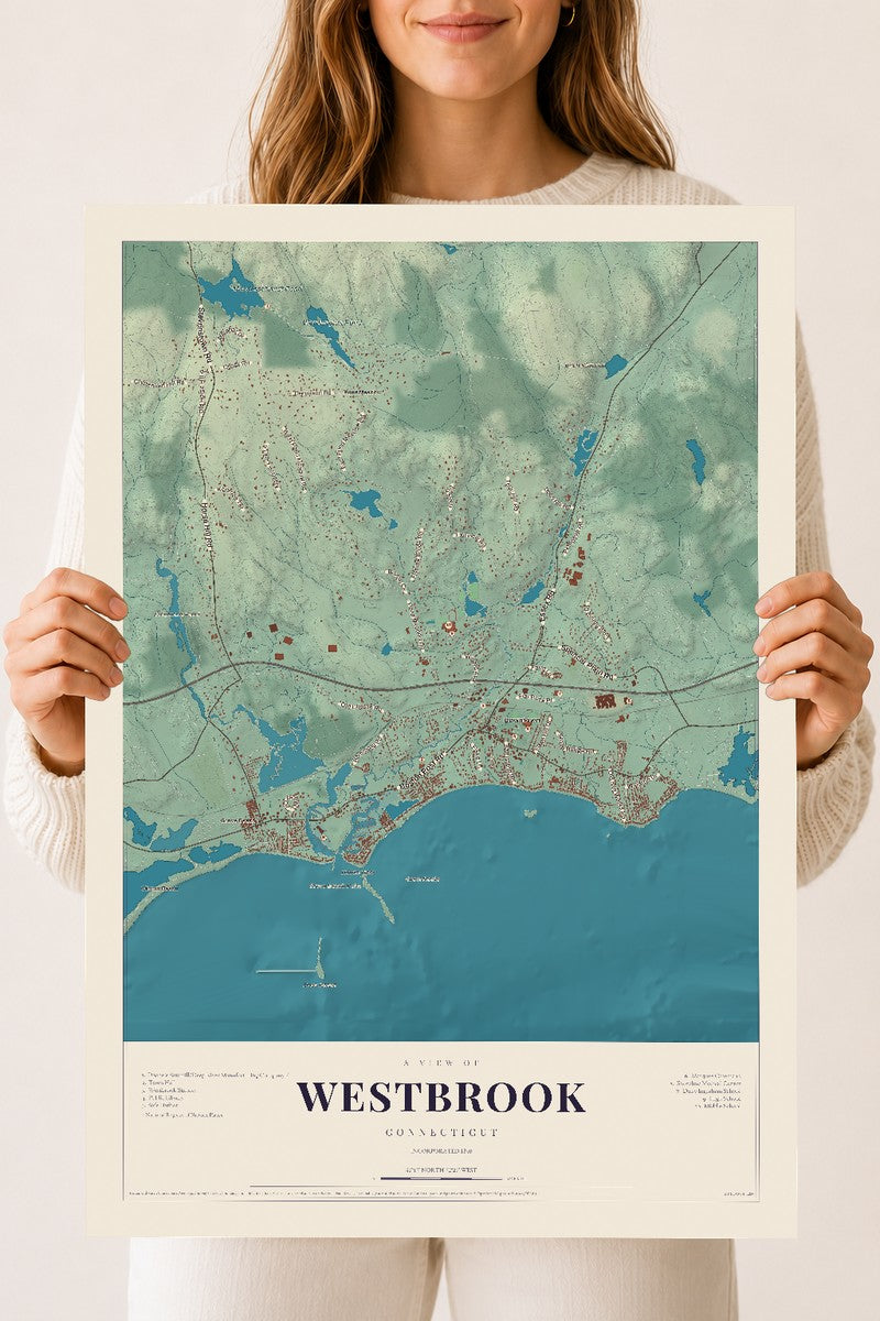 Westbrook, Connecticut map print, 18" x 24", Archival Matte Print