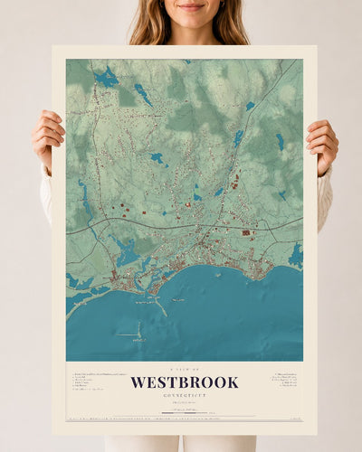 Westbrook, Connecticut map print, 24" x 36", Archival Matte Print