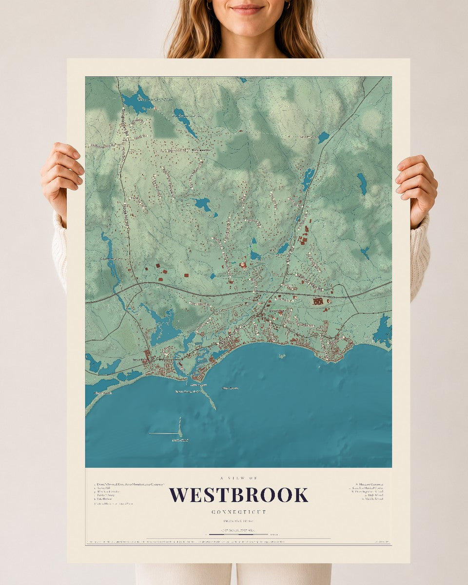 Westbrook, Connecticut map print, 24" x 36", Archival Matte Print