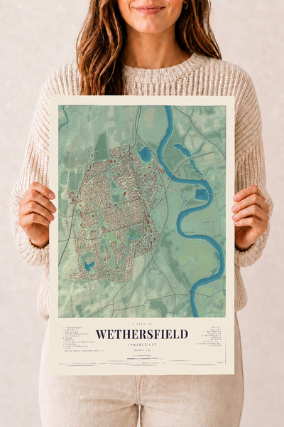 Wethersfield, Connecticut map print, 12" x 18", Archival Matte Print