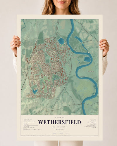 Wethersfield, Connecticut map print, 24" x 36", Archival Matte Print