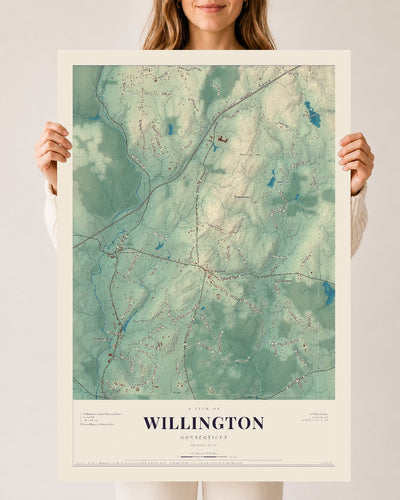 Willington, Connecticut map print, 24" x 36", Archival Matte Print