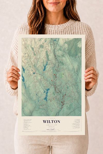 Wilton, Connecticut map print, 12" x 18", Archival Matte Print