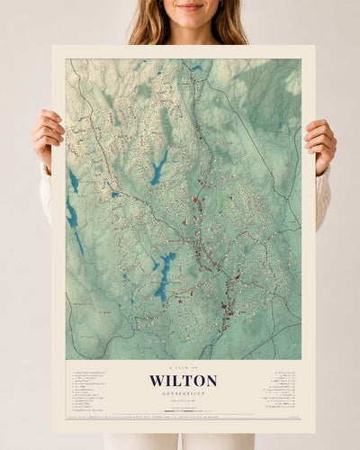 Wilton, Connecticut map print, 24" x 36", Archival Matte Print
