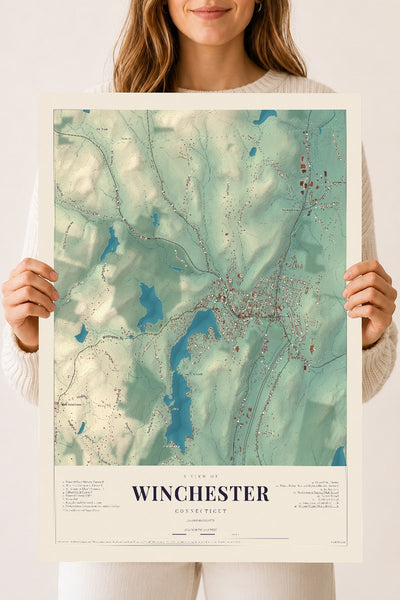 Winchester, Connecticut map print, 18" x 24", Archival Matte Print