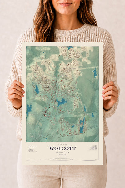 Wolcott, Connecticut map print, 12" x 18", Archival Matte Print