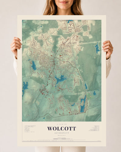 Wolcott, Connecticut map print, 24" x 36", Archival Matte Print