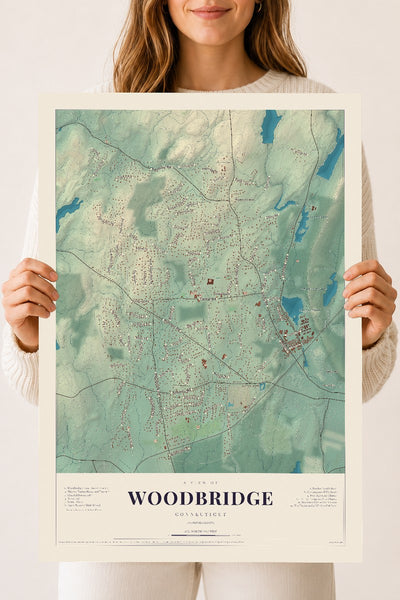 Woodbridge, Connecticut map print, 18" x 24", Archival Matte Print