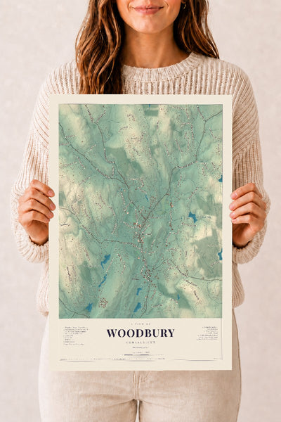 Woodbury, Connecticut map print, 12" x 18", Archival Matte Print