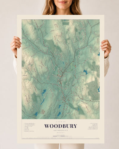 Woodbury, Connecticut map print, 24" x 36", Archival Matte Print