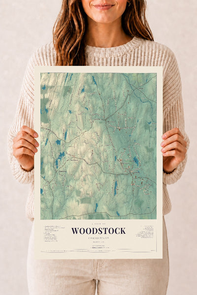 Woodstock, Connecticut map print, 12" x 18", Archival Matte Print