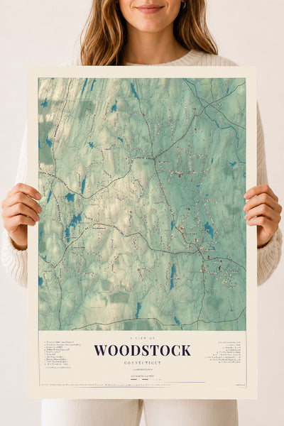 Woodstock, Connecticut map print, 18" x 24", Archival Matte Print