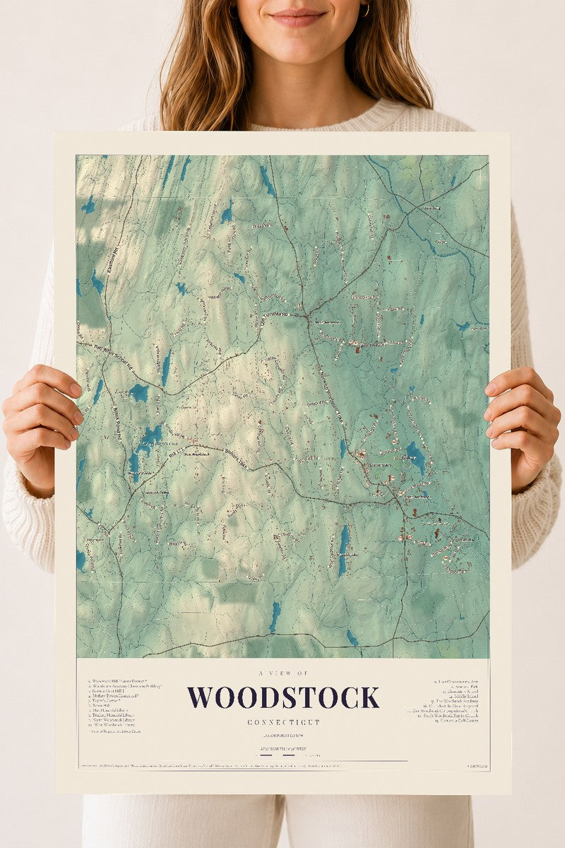 Woodstock, Connecticut map print, 18" x 24", Archival Matte Print
