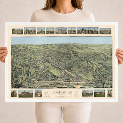 1904 Greenwich, Connecticut Map | Historic Bird’s-Eye View