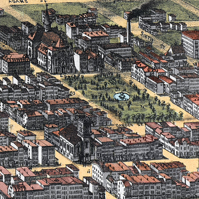 1881 Hoboken New Jersey Map | Historic Bird’s-Eye View