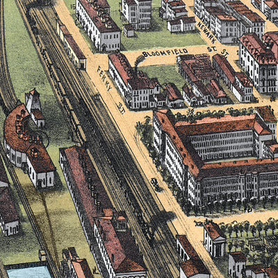 1881 Hoboken New Jersey Map | Historic Bird’s-Eye View