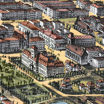 1881 Hoboken New Jersey Map | Historic Bird’s-Eye View