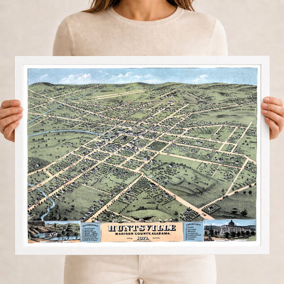 Vintage Map of Huntsville, Alabama 1871 | Restored Historic Print
