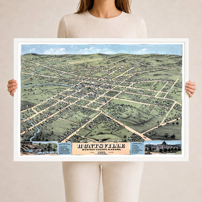 Vintage Map of Huntsville, Alabama 1871 | Restored Historic Print