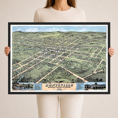 Vintage Map of Huntsville, Alabama 1871 | Restored Historic Print
