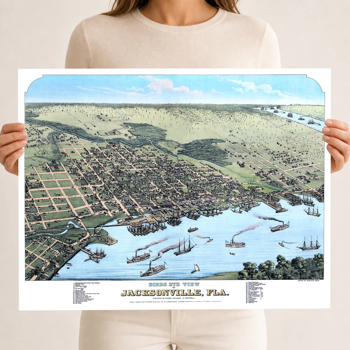 1876 Jacksonville, Florida | Historic Bird’s-Eye View