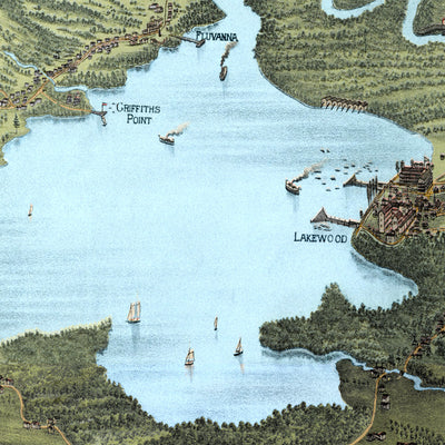 1885 Lake Chautauqua Map | Historic Bird’s-Eye View