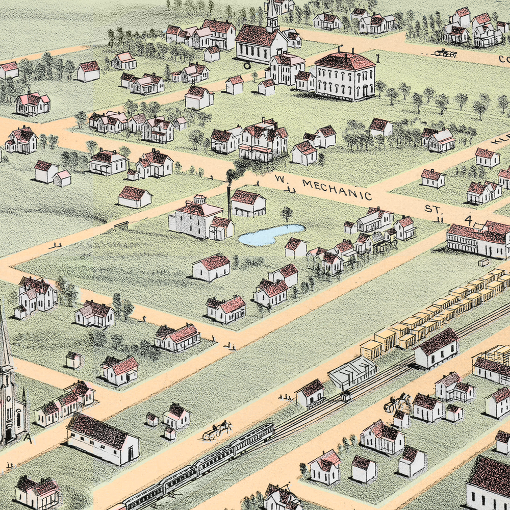 1891 Plano, Texas Map | Historic Bird's-Eye View