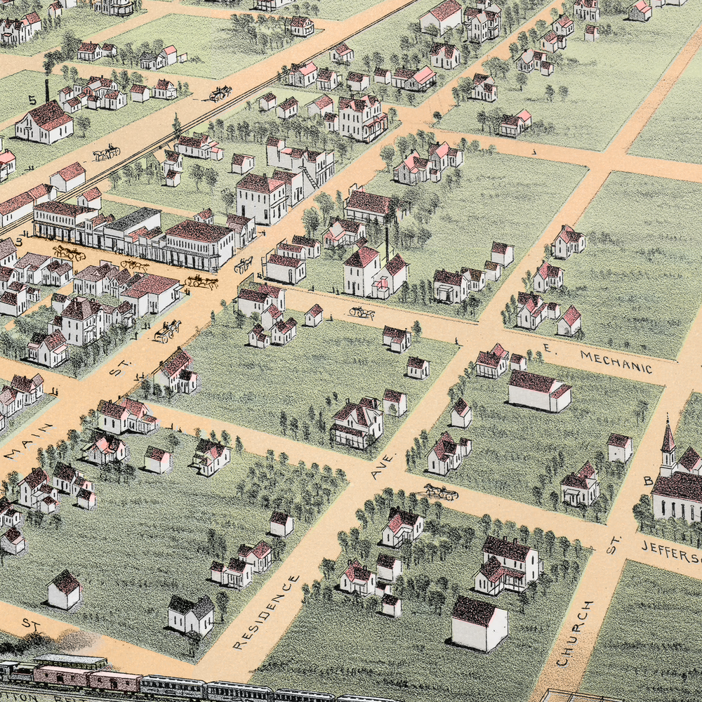 1891 Plano, Texas Map | Historic Bird's-Eye View