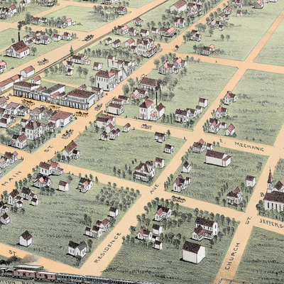 1891 Plano, Texas Map | Historic Bird's-Eye View