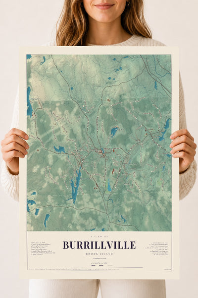 Burrillville, Rhode Island map print, 18" x 24", Archival Matte Print