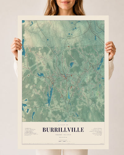Burrillville, Rhode Island map print, 24" x 36", Archival Matte Print