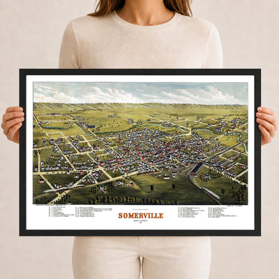 1882 Somerville, NJ Map | Vintage Bird’s-Eye View