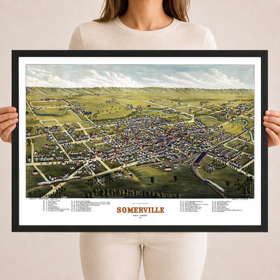 1882 Somerville, NJ Map | Vintage Bird’s-Eye View