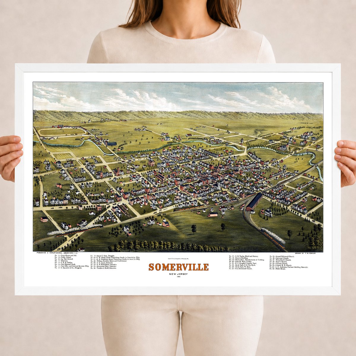 1882 Somerville, NJ Map | Vintage Bird’s-Eye View