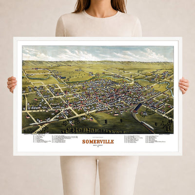 1882 Somerville, NJ Map | Vintage Bird’s-Eye View