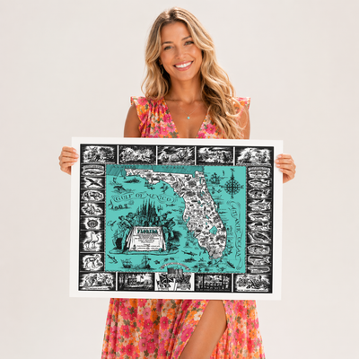 Vintage Florida, a Historic Map Dedicated to the Old Timers, 1951