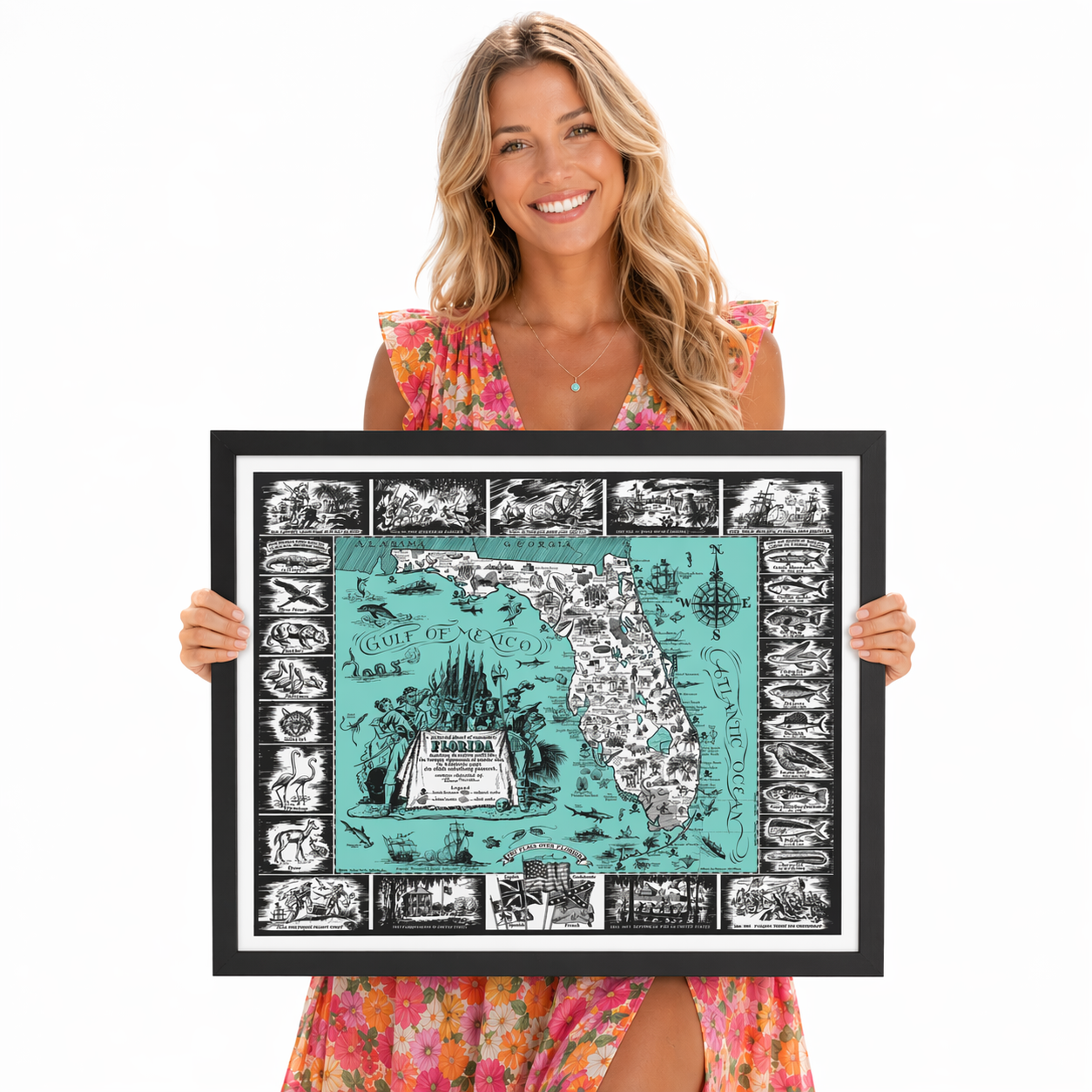 Vintage Florida, a Historic Map Dedicated to the Old Timers, 1951