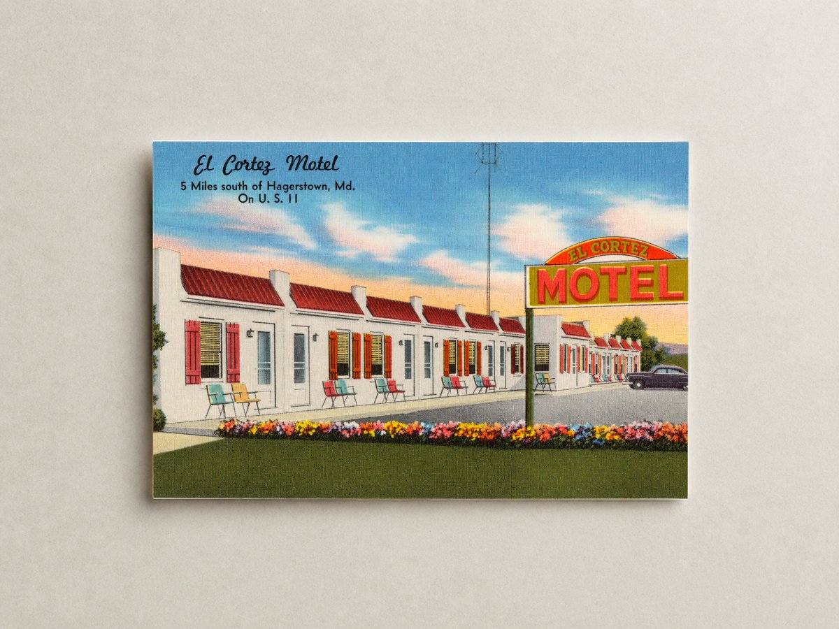 El Cortez Motel, 5 miles south of Hagerstown, MD on U. S. 11 — Vintage Maryland Postcard
