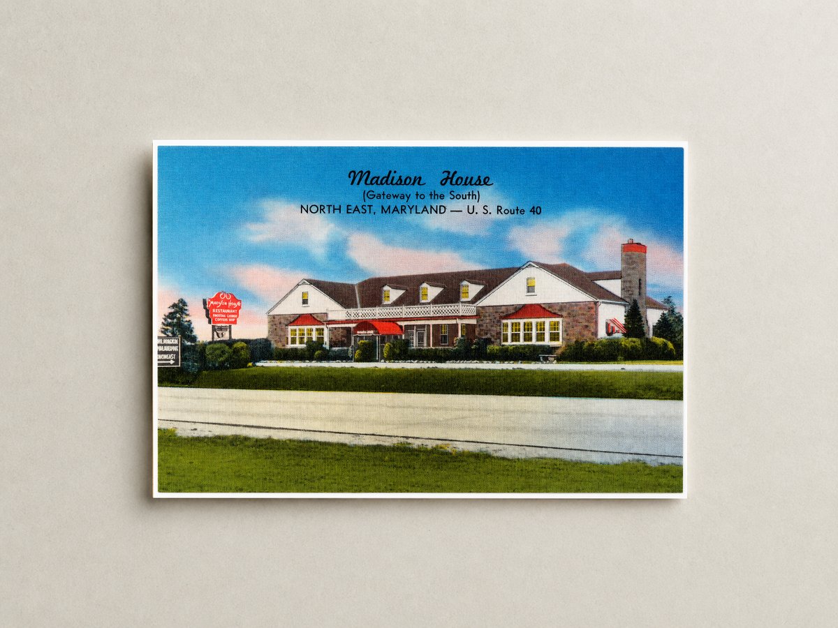 Madison House (gateway to the south), North East, Maryland -- U. S. Route 40 — Vintage Maryland Postcard