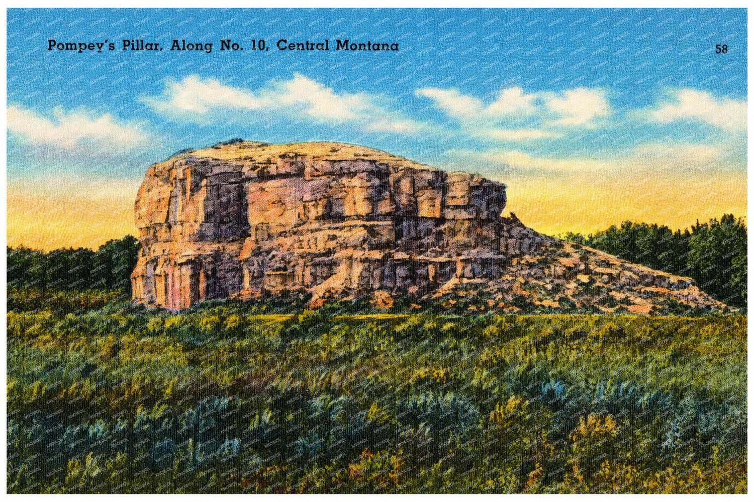 Pompeys Pillar, MT: Pompey's Pillar, along No. 10, Central Montana