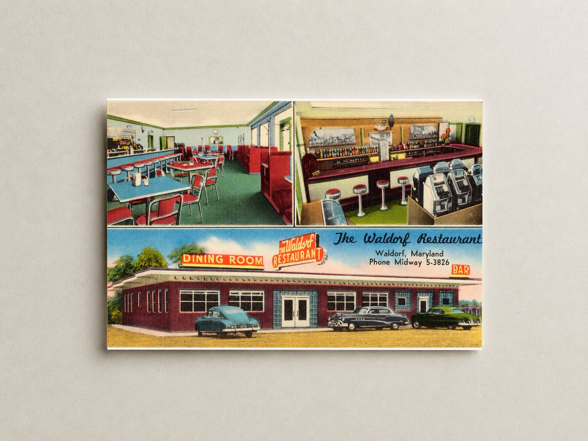 The Waldorf Restaurant, Waldorf, Maryland — Vintage Maryland Postcard