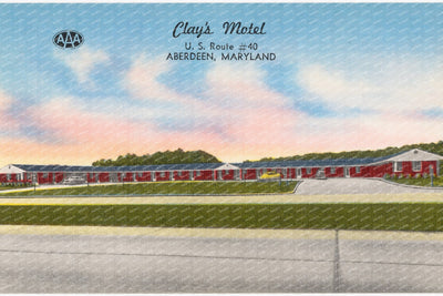 Clay's Motel, U. S. Route #40, Aberdeen, Maryland — Vintage Maryland Postcard